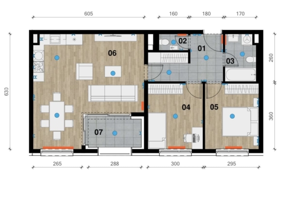 Trosobni stan: Zagreb, Centar, 71.83 m²
