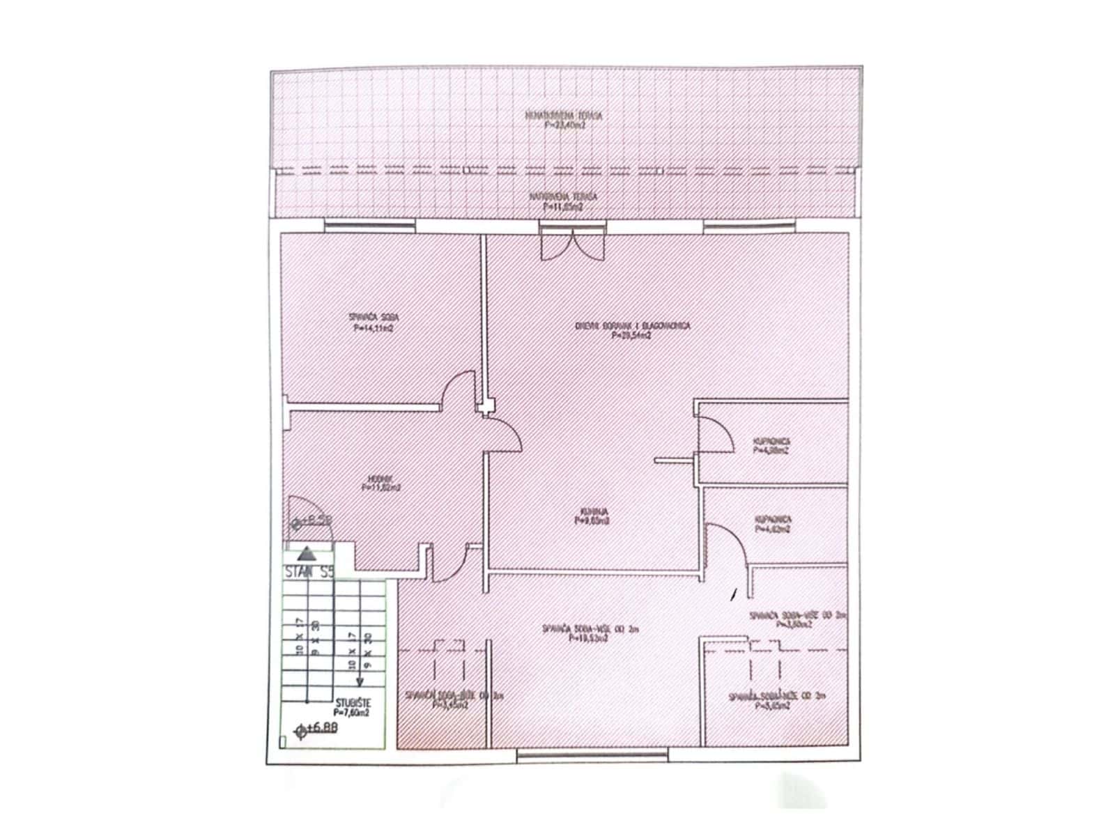 Trosobni stan Špansko Zagreb 117-79 m2 (2) Trosobni stan: Špansko, NKP 117.79 m²