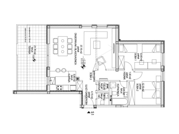 Trosobni stan: Novi Zagreb, Lučko, NKP 101.27 m²