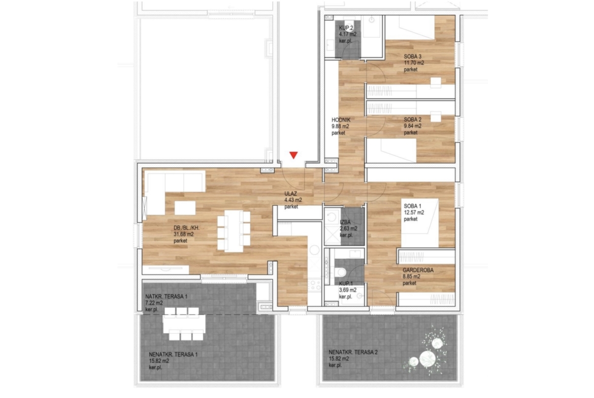 Četverosobni stan: Zagreb, Lučko, NKP 110.95 m2, Novogrdnja