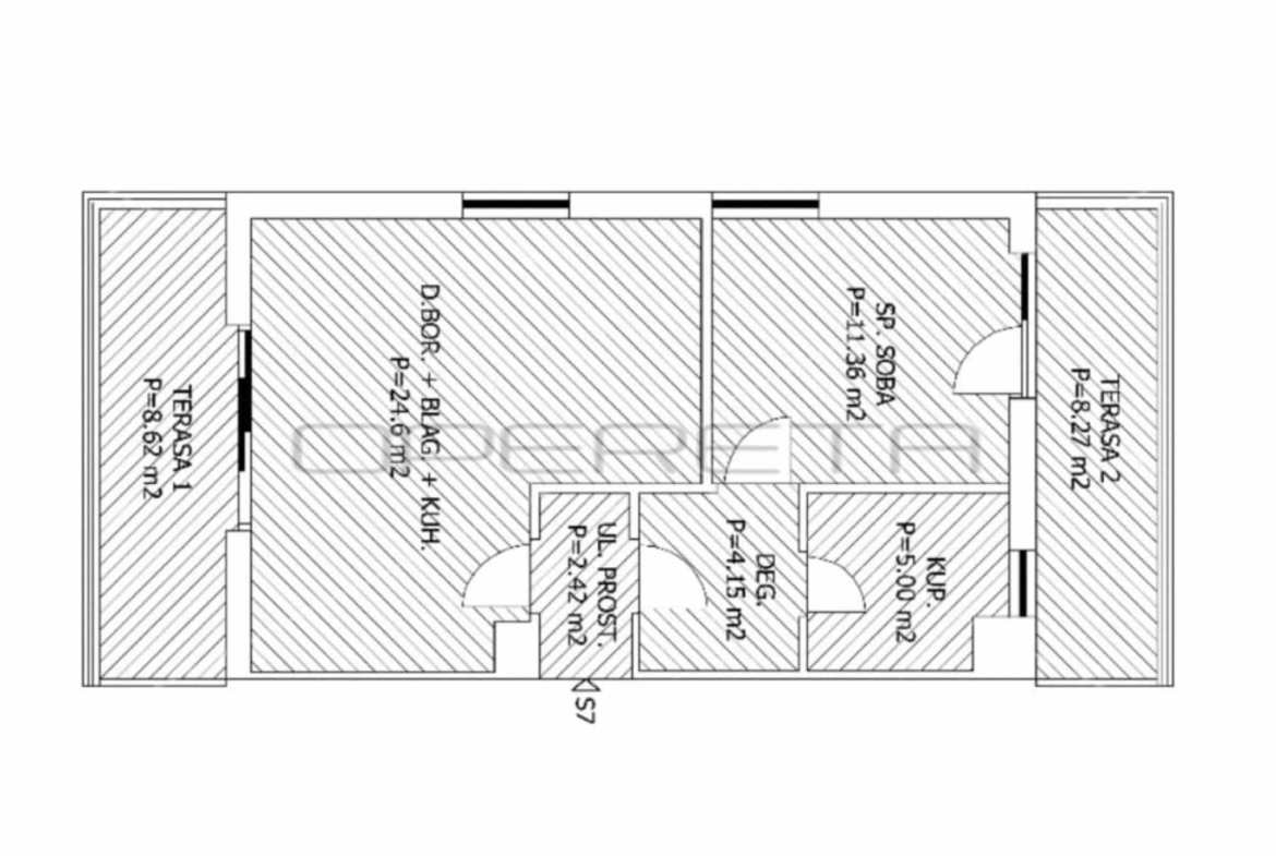 Dvosobni stan: Sveta Klara, NKP 58 m²