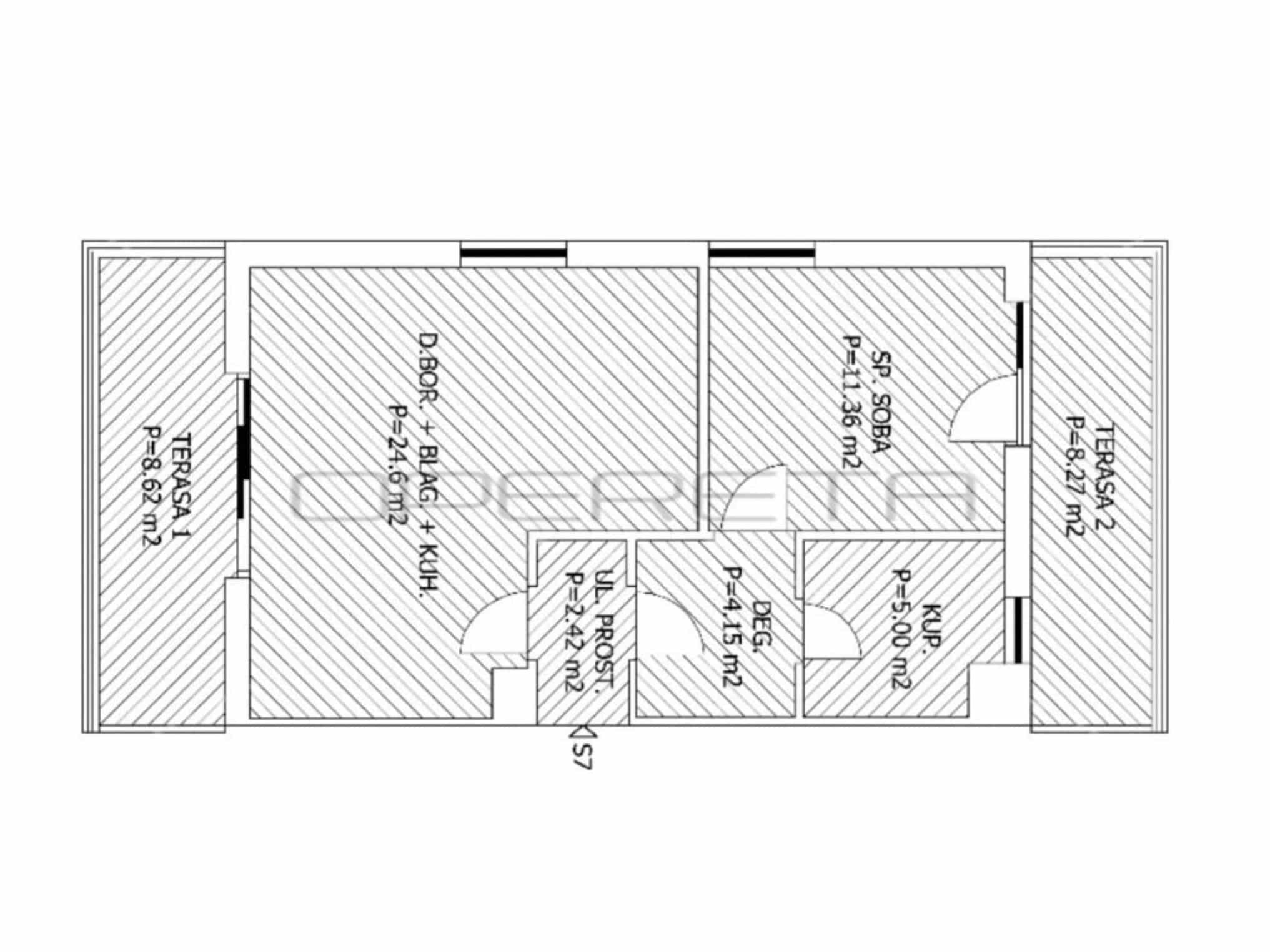 unnamed Dvosobni stan: Sveta Klara, NKP 58 m²