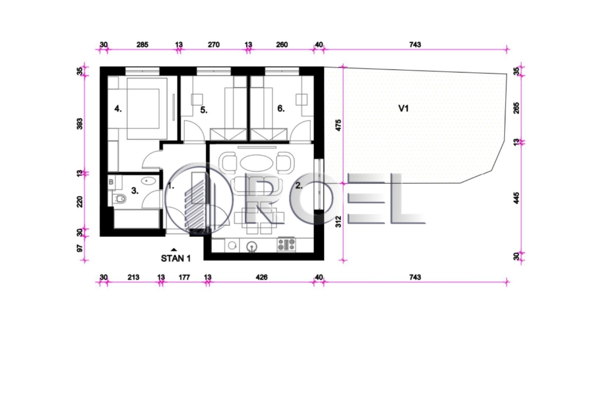 Zagreb, Resnik, četverosoban stan NKP 56,95 m2, vrt