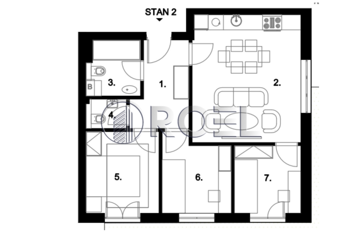 Zagreb, Resnik, četverosoban stan NKP 74,41 m2, vrt