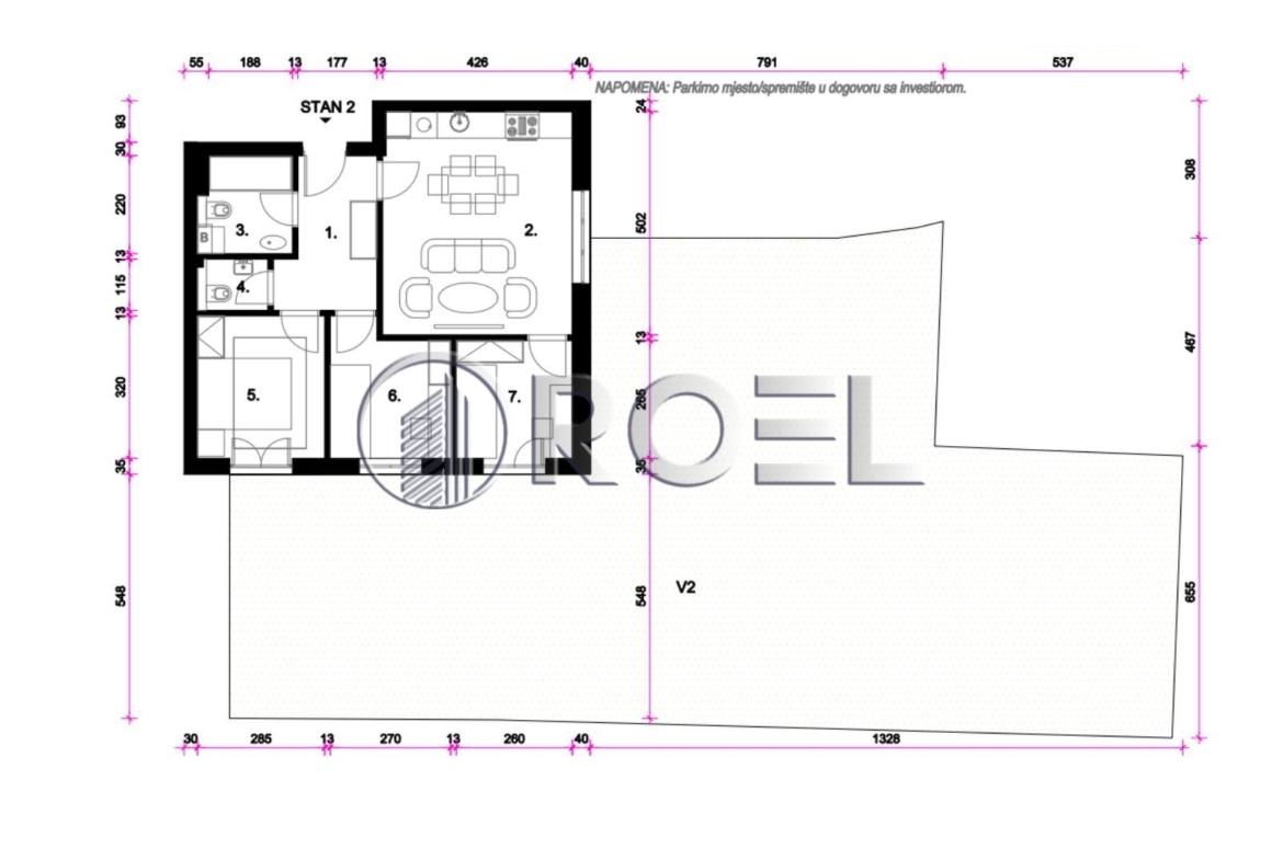 Zagreb, Resnik, four-bedroom apartment NKP 74,41 m2, garden