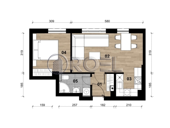 Dvosobni stan, Dubrava, Zagreb, novogradnja, 40.36 m²