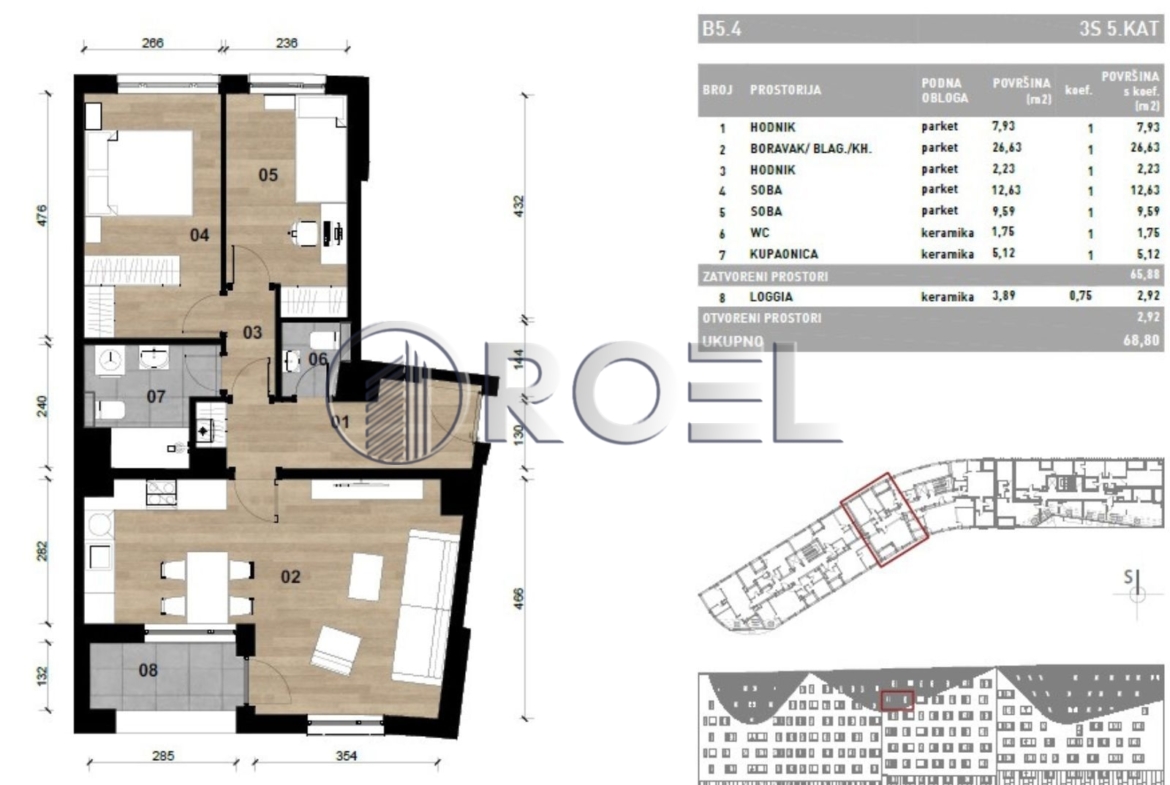 Trosobni stan, Dubrava, Zagreb, novogradnja, 69.21 m², prodaja