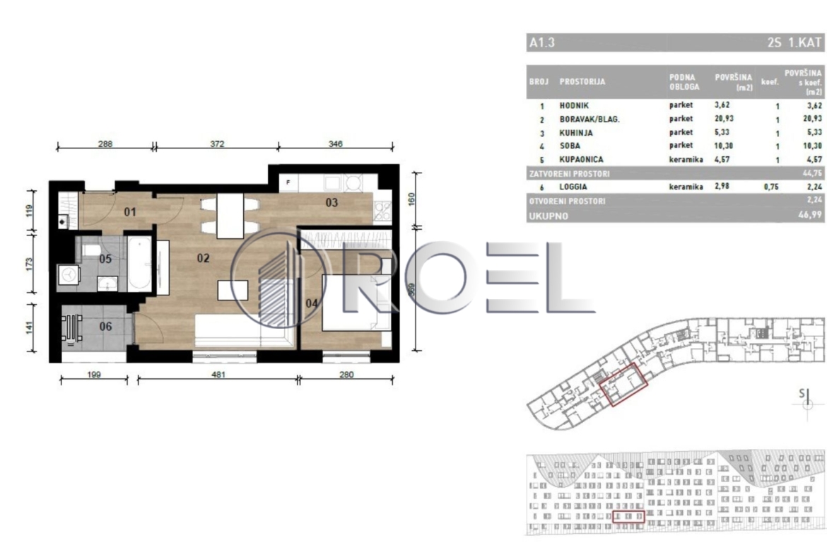 Dvosobni stan, Dubrava, Zagreb, novogradnja, 45.92  m², prodaja
