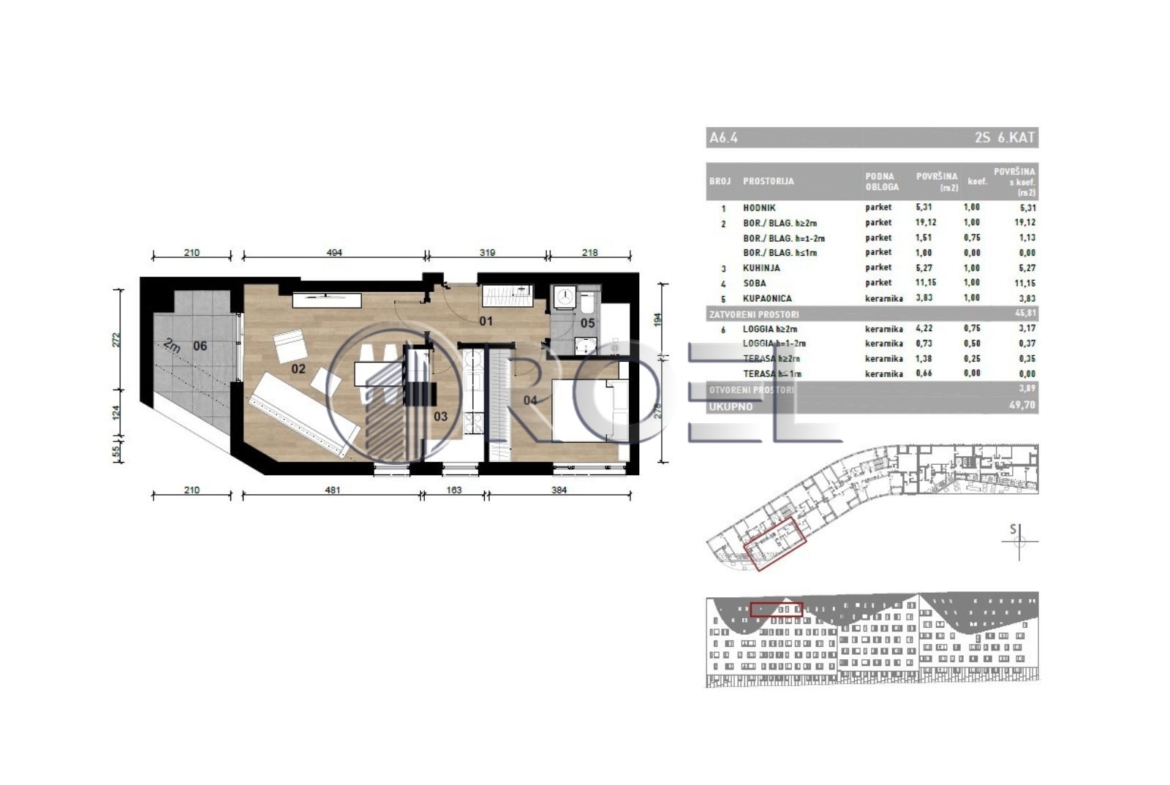 Two-Bedroom Apartment for Sale, Dubrava, Zagreb, 49.70  m²