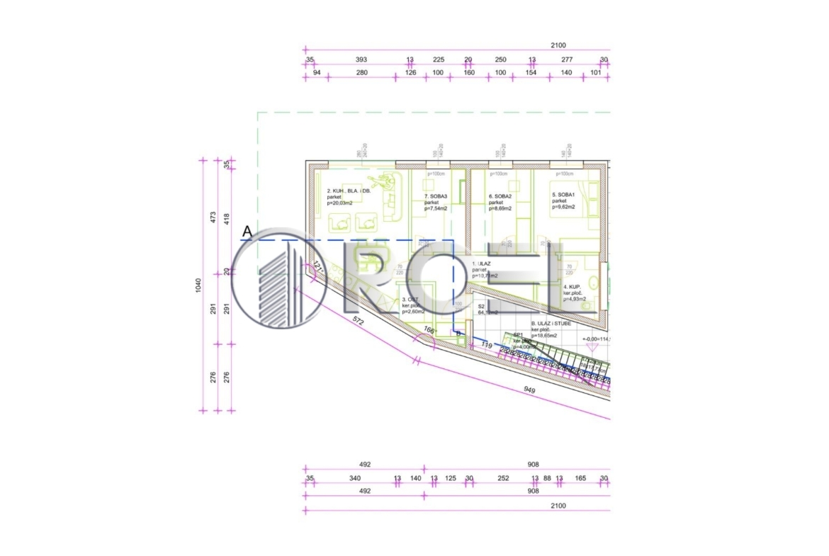 Three-bedroom apartment with garden, Zagreb, Sesvete, Bjelovarska, 94,94 m2