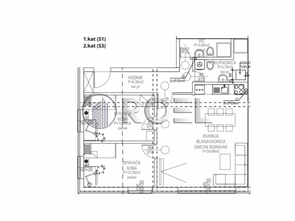 Trosobni stan, Gornji Stenjevec, Zagreb, NKP 103.74 m², prodaja