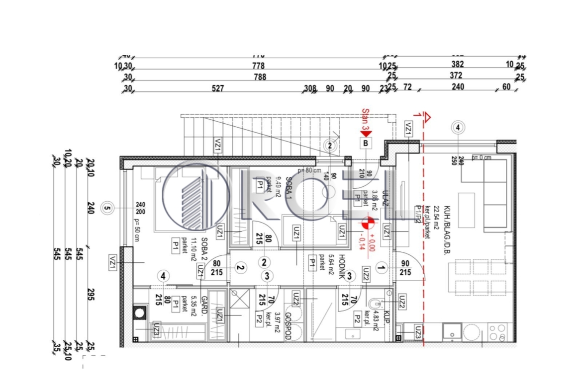 Trosobni stan s vrtom,  Zagreb, Sesvete, Bjelovarska, 78.1 m2