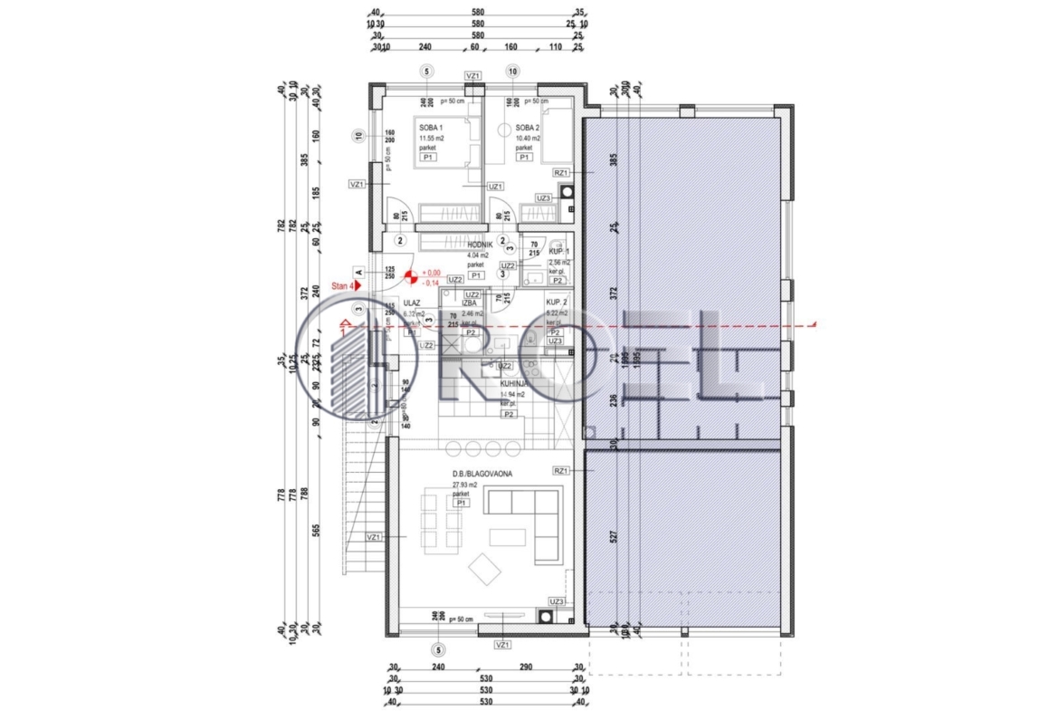 Trosobni stan s vrtom, Zagreb, Sesvete, Bjelovarska, 101,56 m2