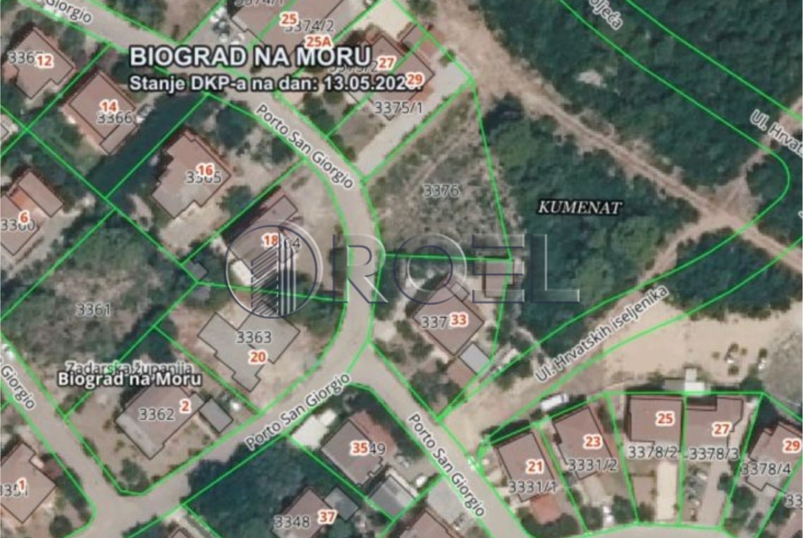 Građevinsko zemljište, Biograd na moru, 836 m2, Prodaja
