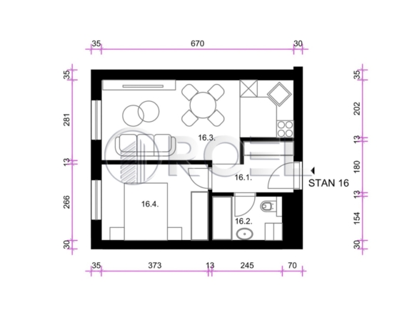 Two-bedroom apartment, Zagreb, Resnik, 35.39 m2, for sale