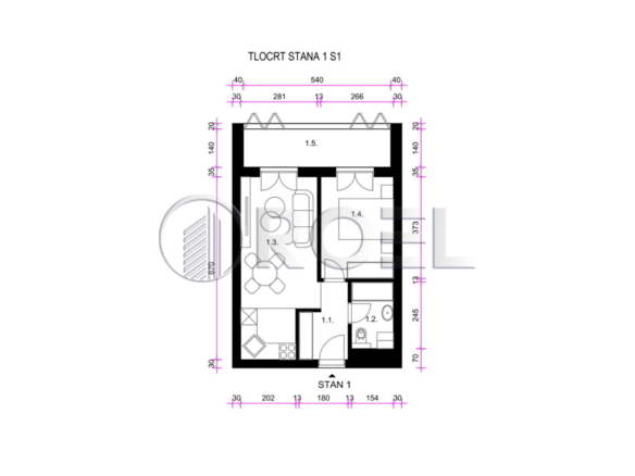 Two-bedroom apartment, Zagreb, Resnik, 41.06 m2, for sale
