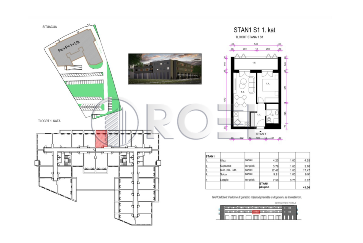 Two-bedroom apartment, Zagreb, Resnik, 41.06 m2, for sale